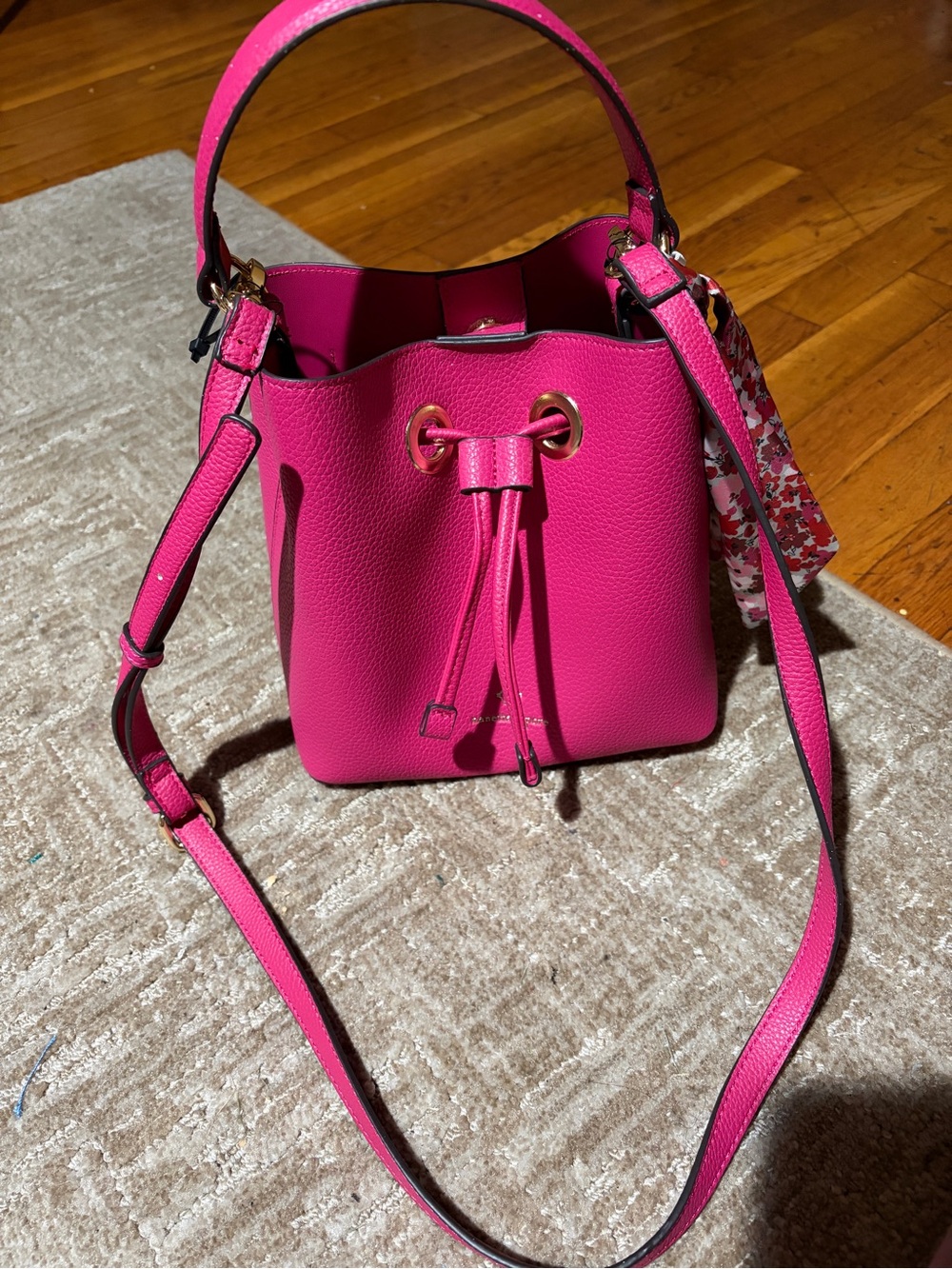 Nanette Lepore Hot Pink Drawstring Bucket Bag - Women NWOT